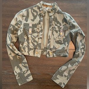 Miss Li Li cropped camo jacket.